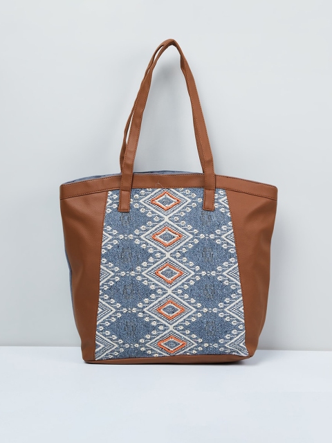 

max Grey & Brown Self Design Shoulder Bag