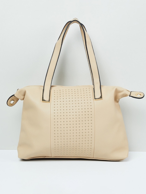 max Beige Textured Shoulder Bag