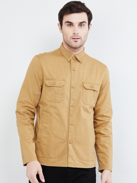 

max Men Khaki Slim Fit Solid Casual Shirt