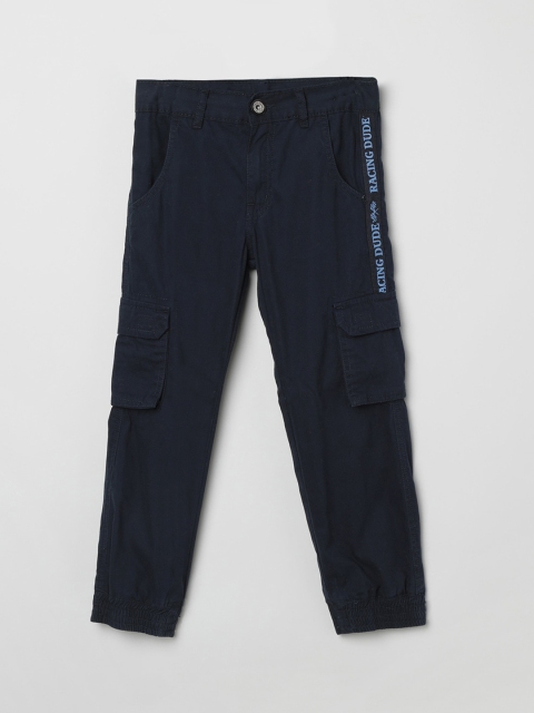 

max Boys Navy Blue Regular Fit Solid Cargos