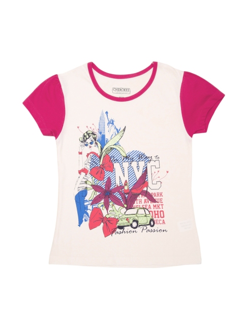 

Cherokee Girls White Printed Round Neck T-shirt