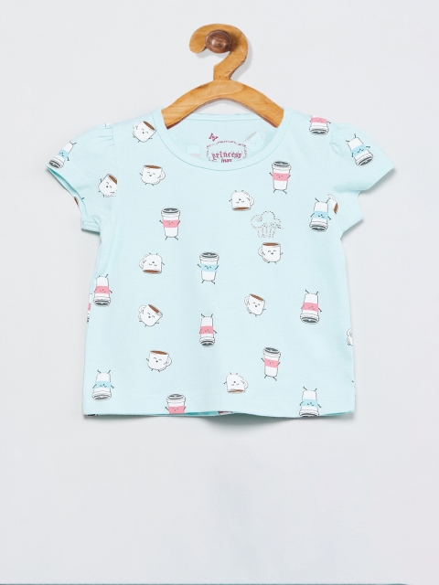 

max Girls Turquoise Blue Printed Top