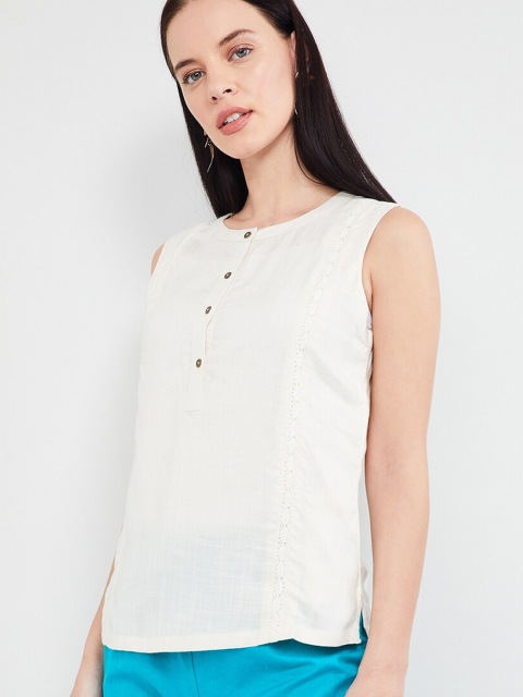 

max Women Off-White Solid Top