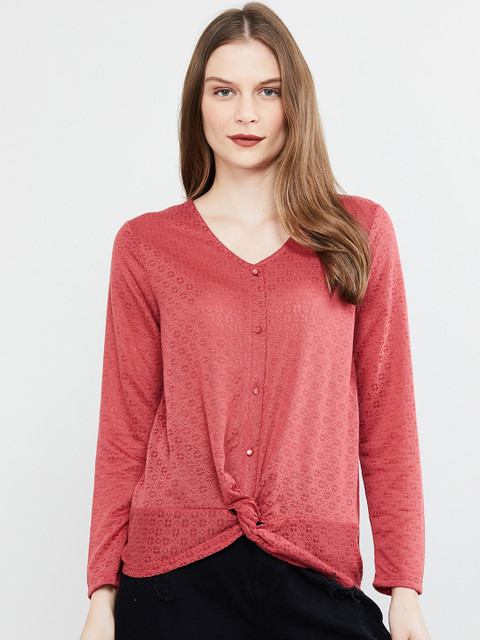 

max Women Pink Self Design Top