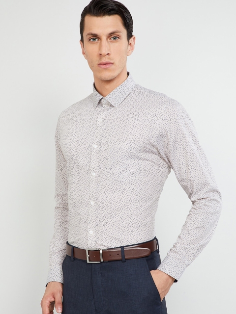 

max Men Beige Slim Fit Floral Print Formal Shirt
