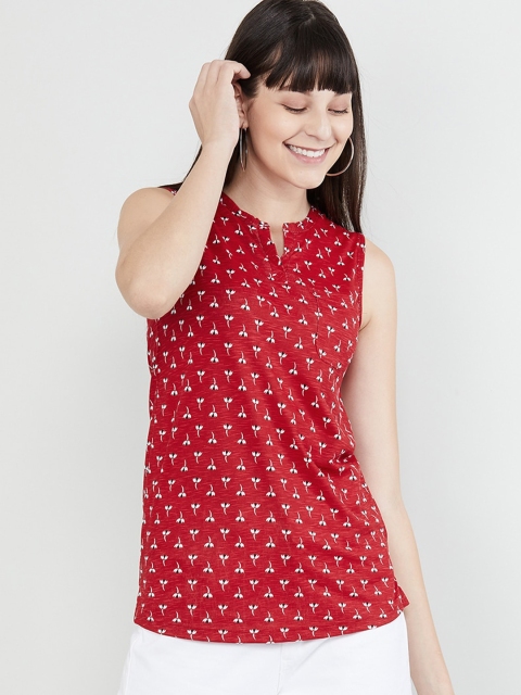 

max Women Red Printed Knitted Top