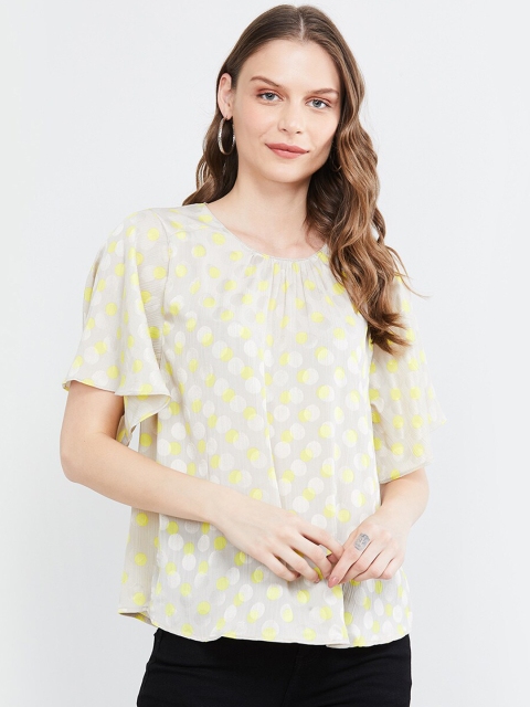 

max Women Off-White & Yellow Printed Top