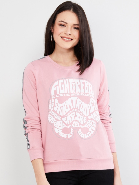 

max Women Pink Printed Round Neck T-shirt