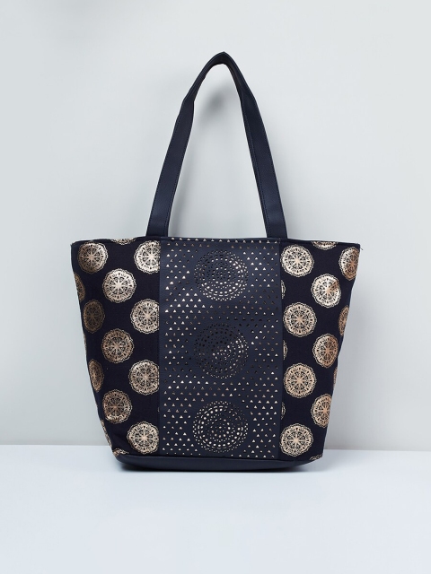 

max Blue & Gold-Toned Printed Shoulder Bag