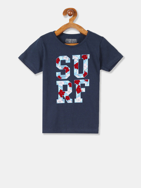 

Cherokee Girls Navy Blue Printed Round Neck T-shirt