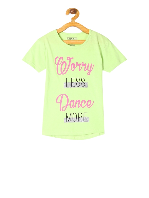 

Cherokee Girls Green Printed Round Neck T-shirt