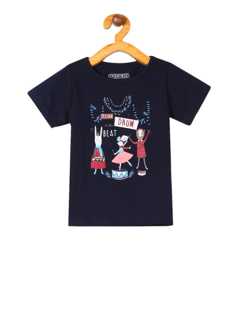 

Cherokee Girls Blue Printed Round Neck T-shirt