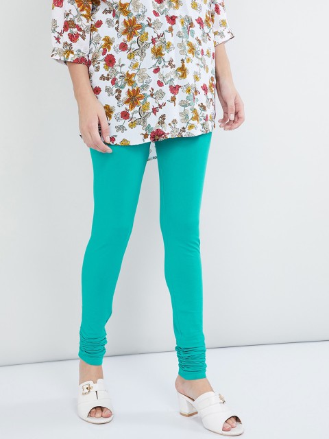 

max Women Green Solid Churidar
