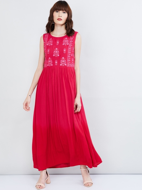 

max Women Fuchsia Embroidered Maxi Dress