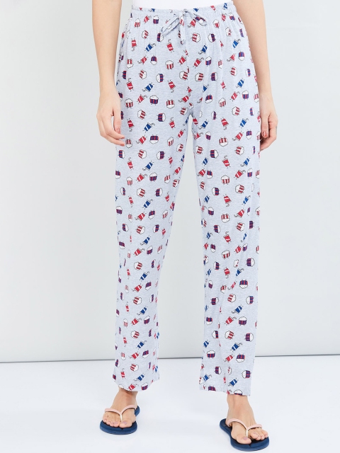 

max Women Grey & Red Conversational Print Lounge Pants