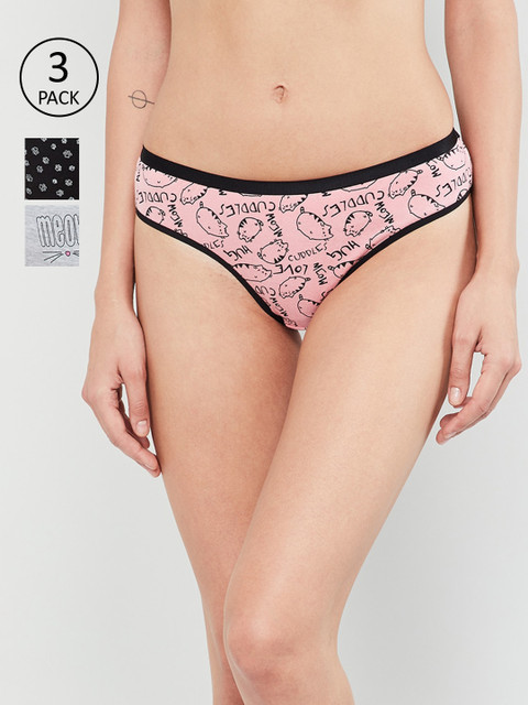 

max Women Pack Of 3 Printed Bikini Briefs SU19LH06, Pink