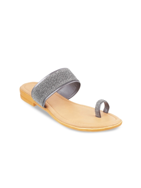 

WALKWAY Women Silver-Toned Embellished One Toe Flats