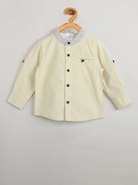 

max Boys Yellow Regular Fit Checked Casual Shirt