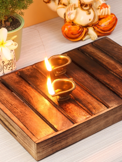 Imli Street Set Of 2 Gold-Toned Brass Diya Showpiece