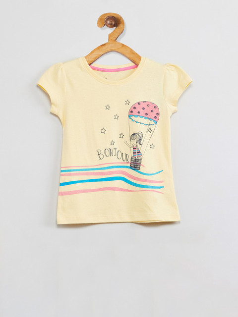 

max Girls Yellow Printed Top