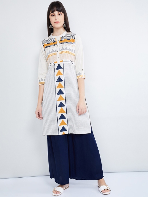 

max Women Off-White Printed Straight Kurta