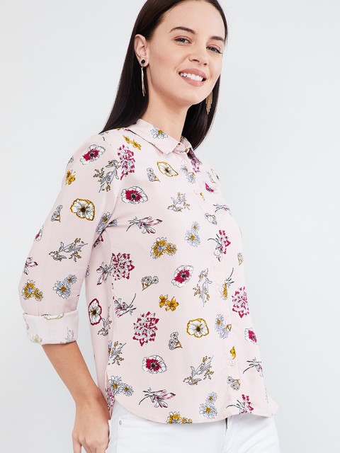 

max Women Pink Regular Fit Printed Casual Shirt