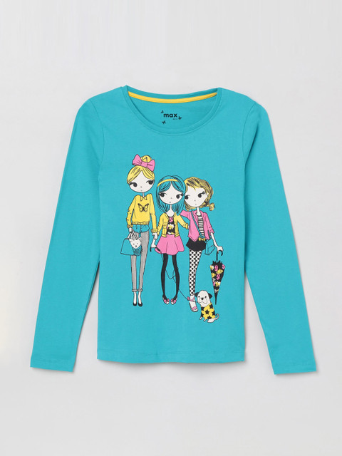 

max Girls Blue Printed Top