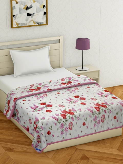 

BOMBAY DYEING White & Red Floral Mild Winter 210 GSM Single Bed Blanket