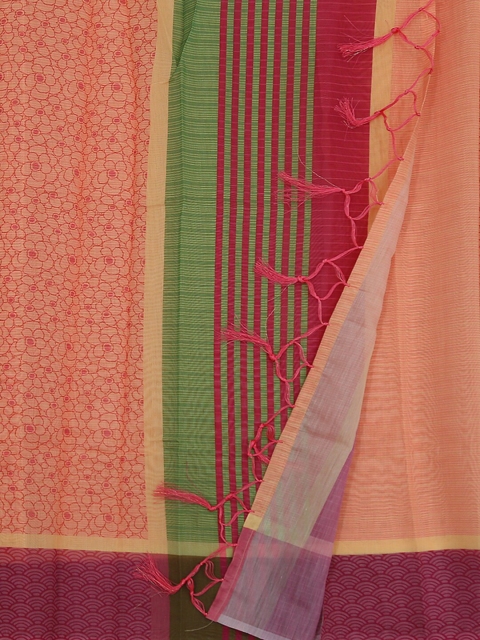 

Pothys Peach-Coloured Woven Design Pure Cotton Saree
