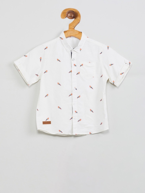 

max Boys White Regular Fit Printed Casual Shirt