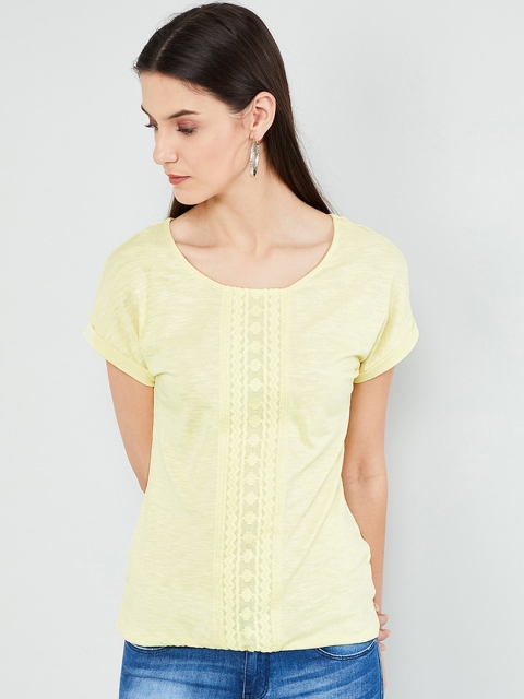 

max Women Yellow Self Design Top