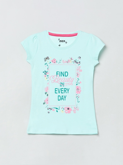 

max Girls Sea Green Printed Top