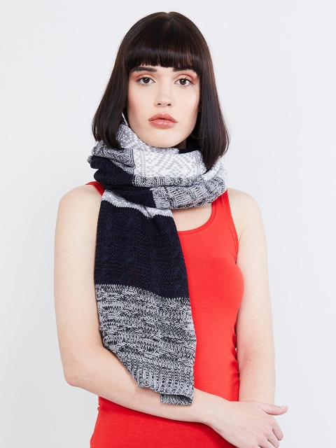 

max Women Blue & Grey Colourblocked Scarf