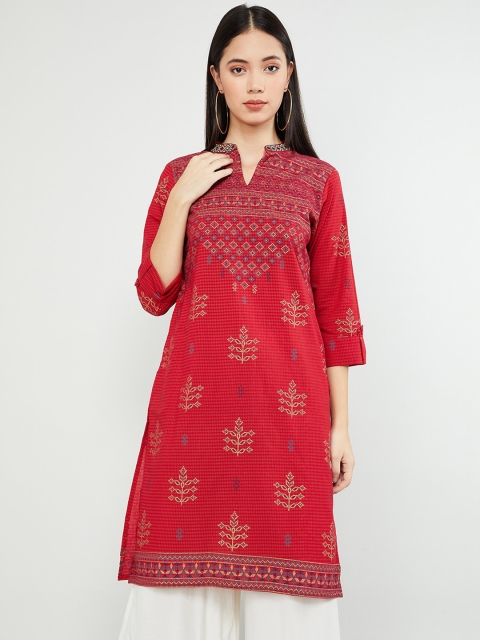 

max Women Red Printed Straight Kurta