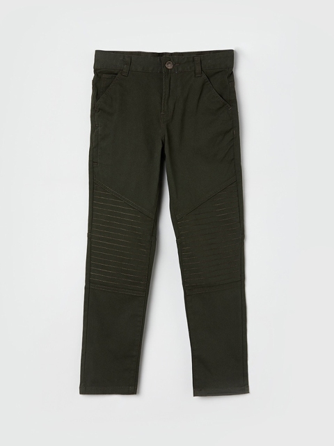 

max Boys Olive Green Regular Fit Solid Regular Trousers