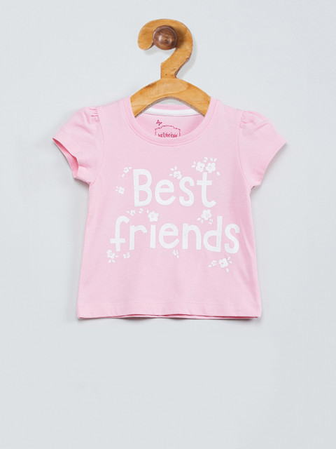 

max Girls Pink & White Printed Top