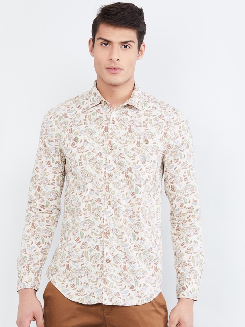 

max Men Off-White & Beige Regular Fit Floral Printed Casual Shirt