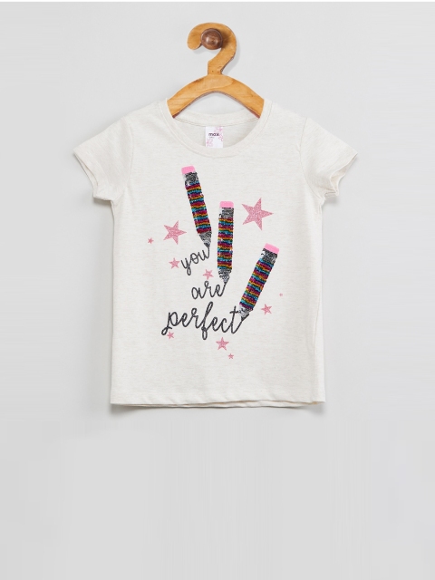 

max Girls White Flip Sequinned Top