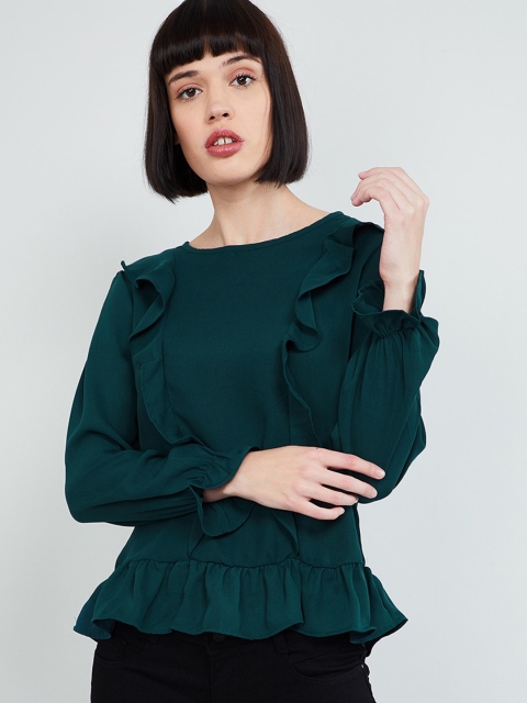 

max Women Green Solid Top