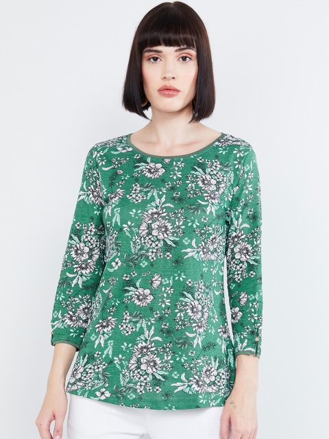 

max Women Green Printed A-Line Top