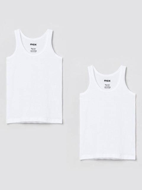 

max Boys Pack Of 2 White Solid Innerwear Vest NOS20SDIN07