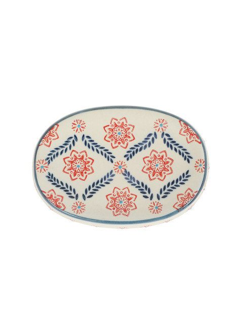 

Chumbak Unisex Off-White & Red Luscious Tribal Pattern Soap Dish