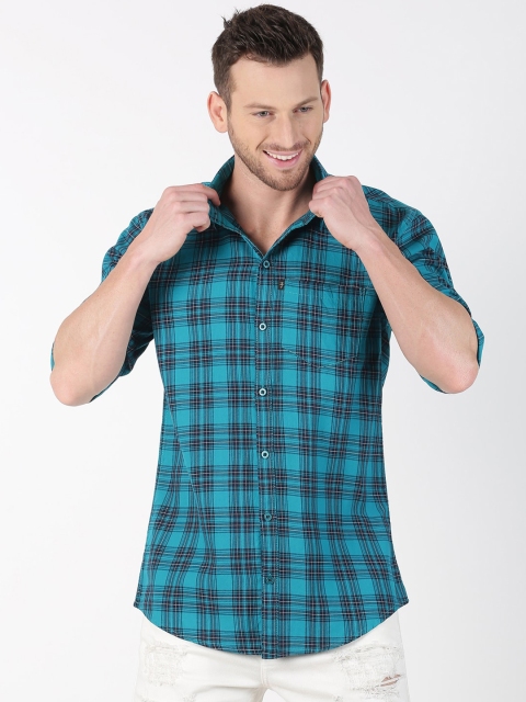 

LEVIZO Men Blue & Black Checked Premium Regular Fit Shirt
