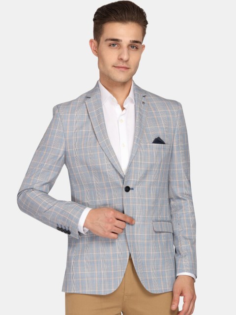

Theme Men Blue & Pink Checked Super Slim-Fit Single-Breasted Casual Blazer