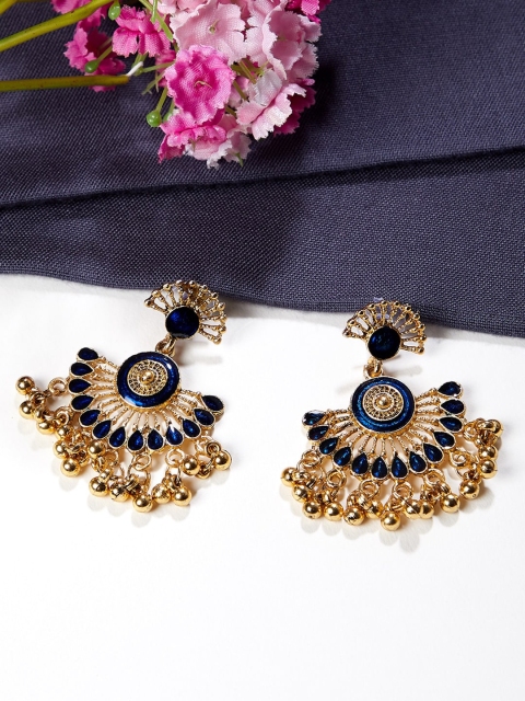 

ZeroKaata Gold-Plated & Blue Handcrafted Geometric Chandbalis