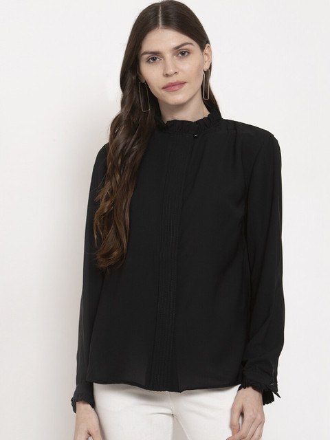 

Global Republic Women Black Regular Fit Solid Casual Shirt