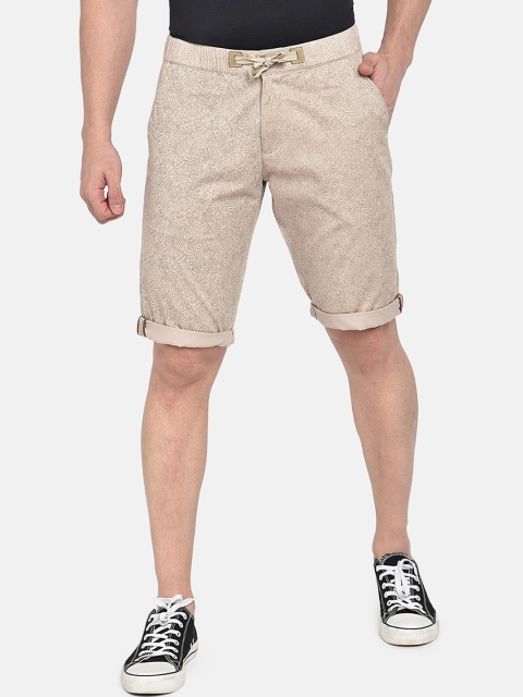 

beevee Men Beige Printed Regular Fit Regular Shorts