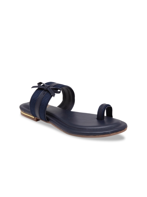 

Butterflies Women Navy Blue Striped PU One Toe Flats