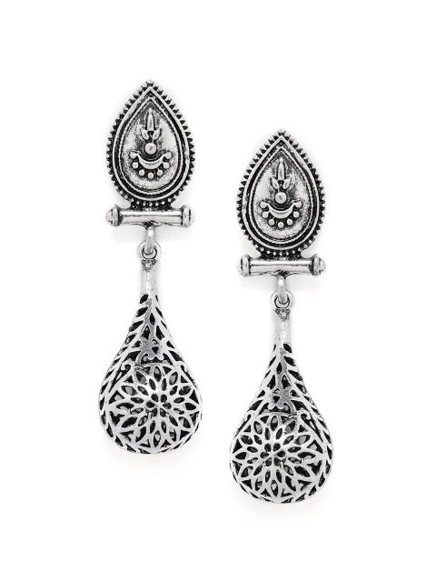 

ZeroKaata Silver-Plated Teardrop Shaped Drop Earrings