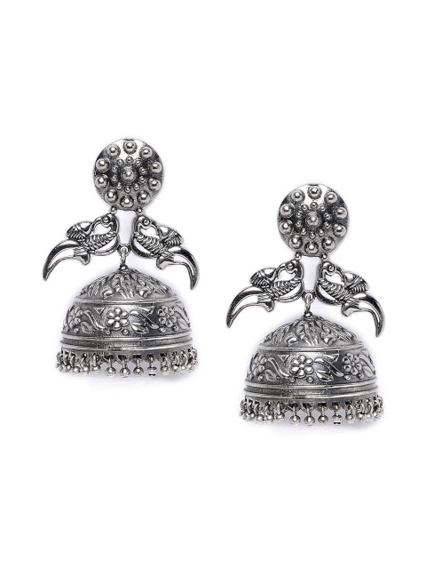

ZeroKaata Silver-Plated Dome Shaped Jhumkas